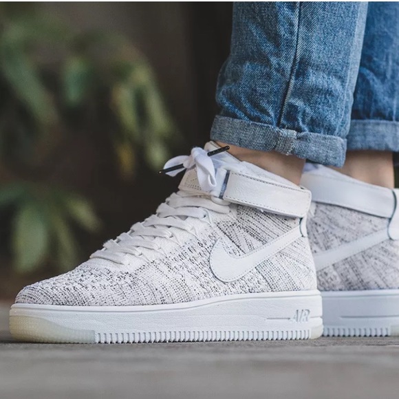 air force 1 flyknit mid white